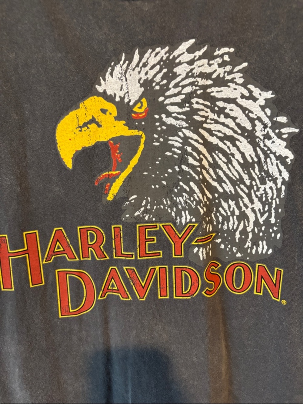 Harley-Davidson Black Tee with White Eagle and Yellow Beak - Picture 2 of 6